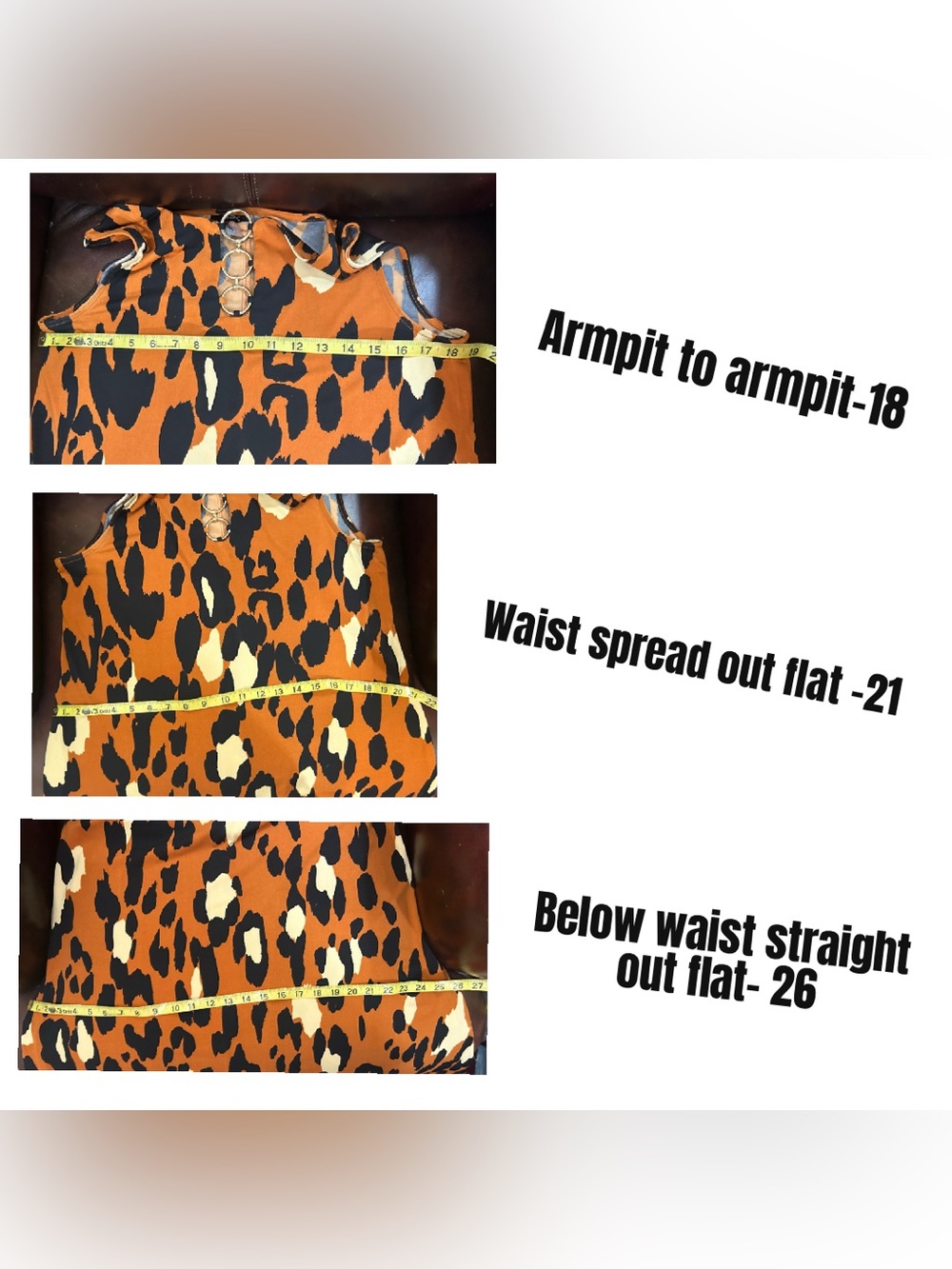 MSK Orange, Black & Cream Animal Print Sleeveless Top with Ring Detail - Picture 14 of 14